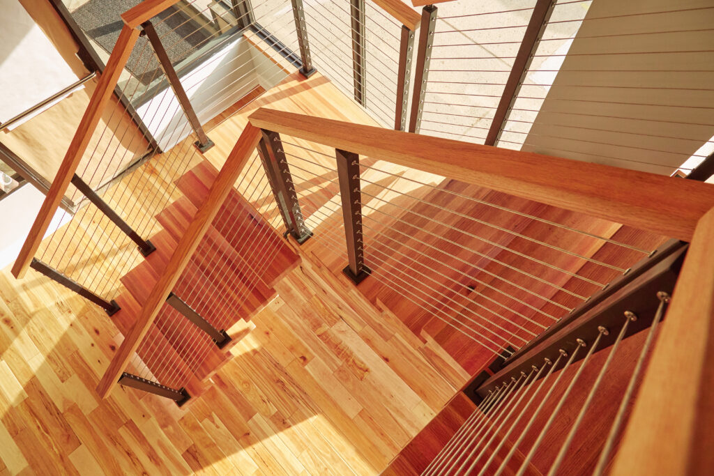 Best Wood for Stairs Best Wood for Stairs - Custom Floating Stair Stringer Looking Down