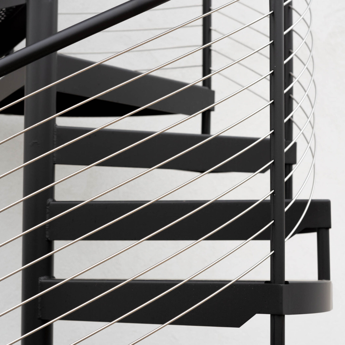 Closeup view of Viewrail's exterior FLIGHT Spiral staircase