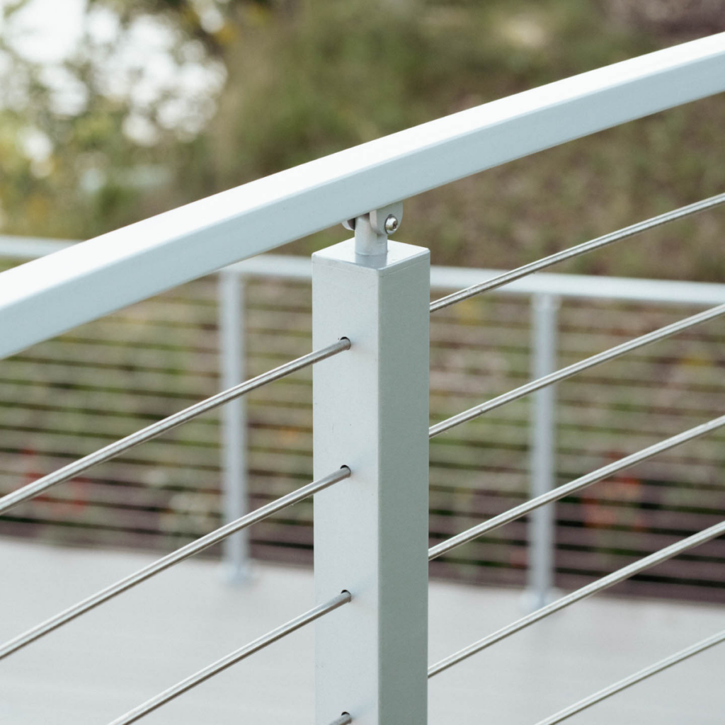 Close up of Signature Railing with stainless rod infill