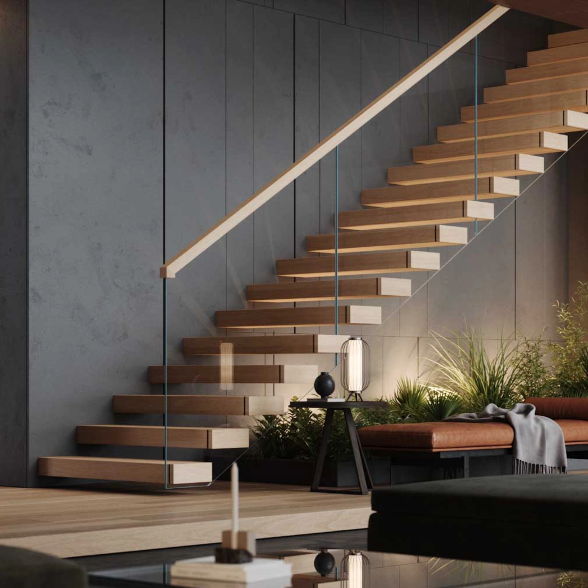 FLIGHT Cantilever in a large, luxurious room.