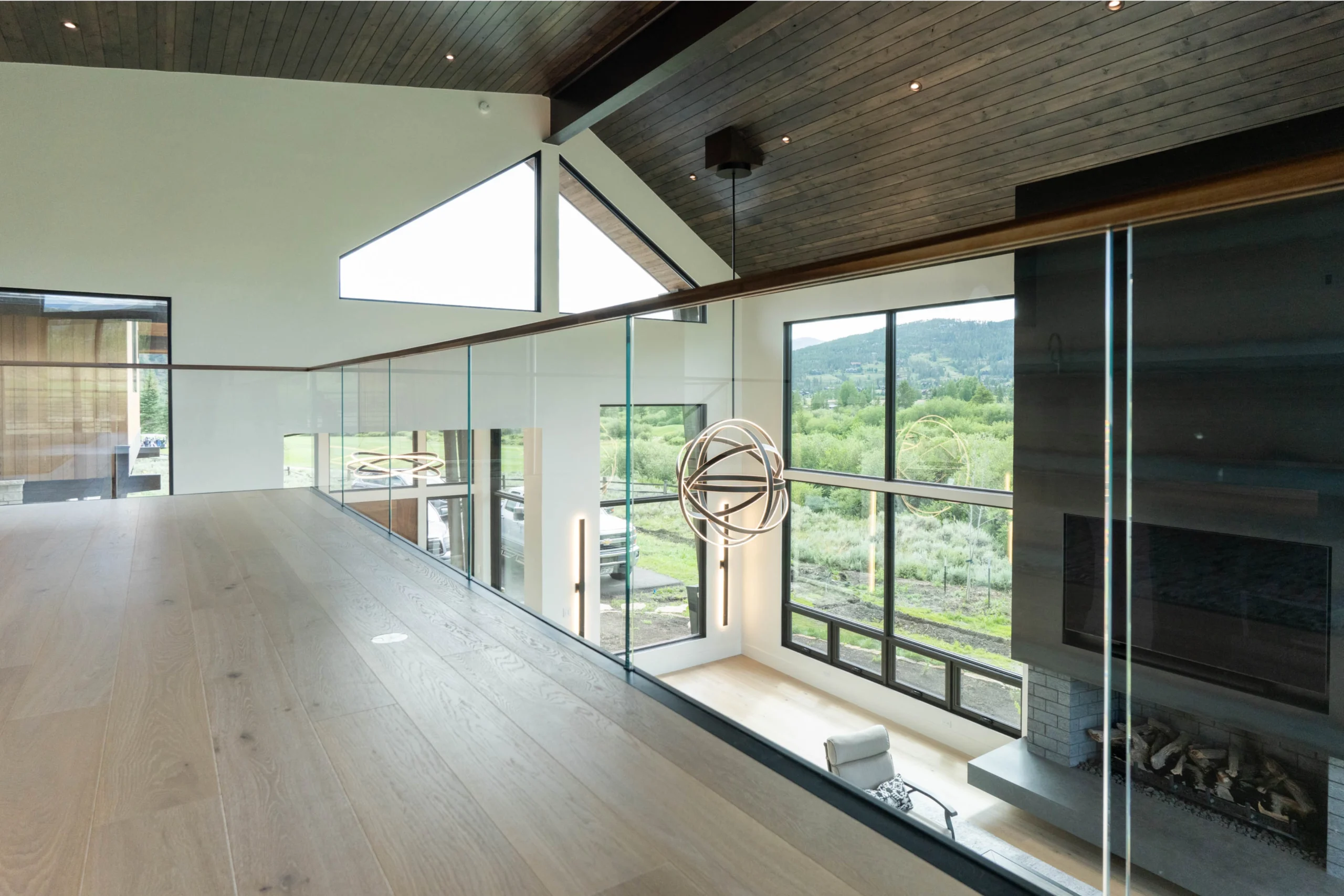 Recessed Base Rail on an interior second floor loft.