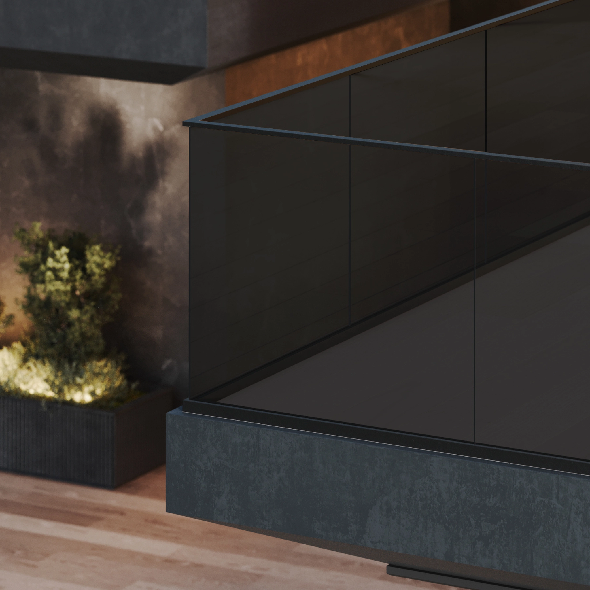 Solar Gray glass panels