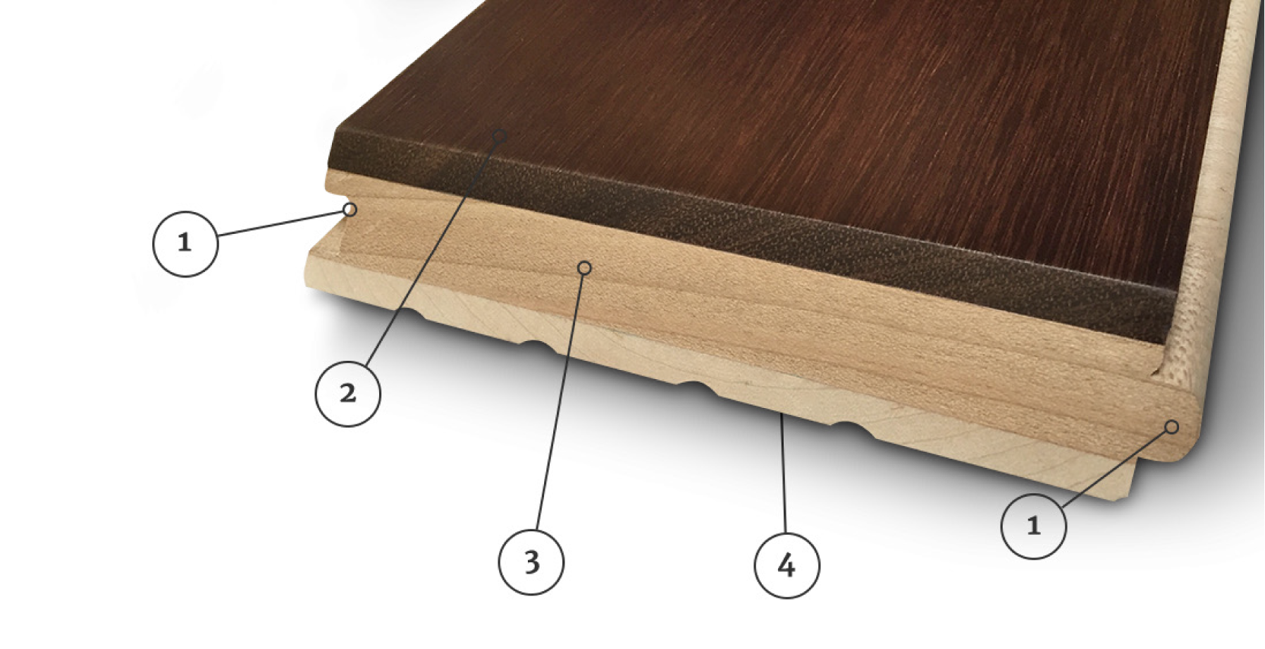 Cross-section of Vista 3-ply flooring